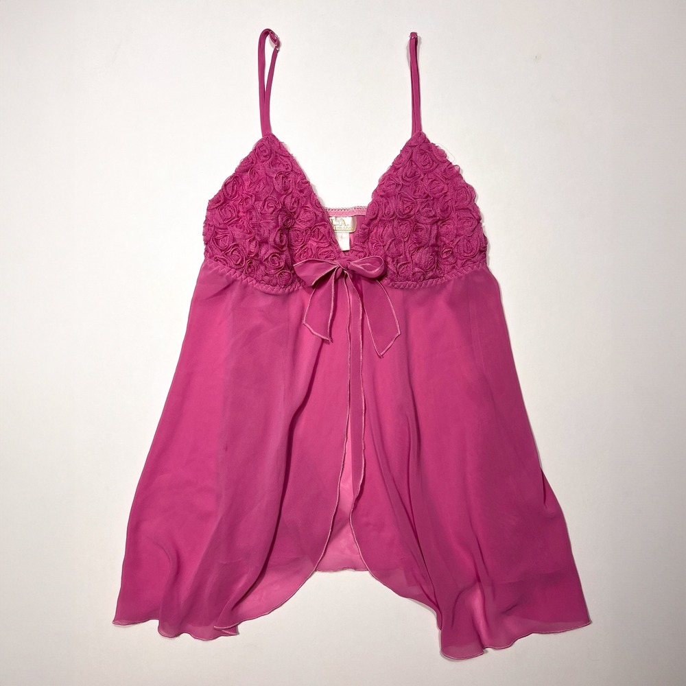 LA Intimates Vintage Babydoll Pink Lingerie Nightie Rosette
